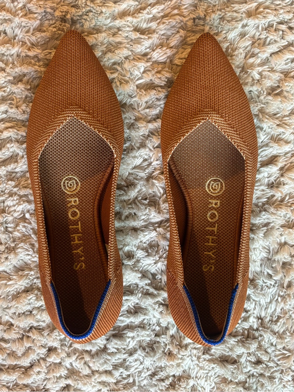 Rothy's Women’s Cognac Pointed-Toe Slip-On flats